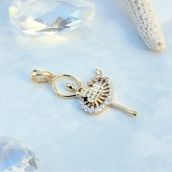 CLEARANCE 14k Gold Diamond Ballerina Dancer Pendant - Picture 4 of 10